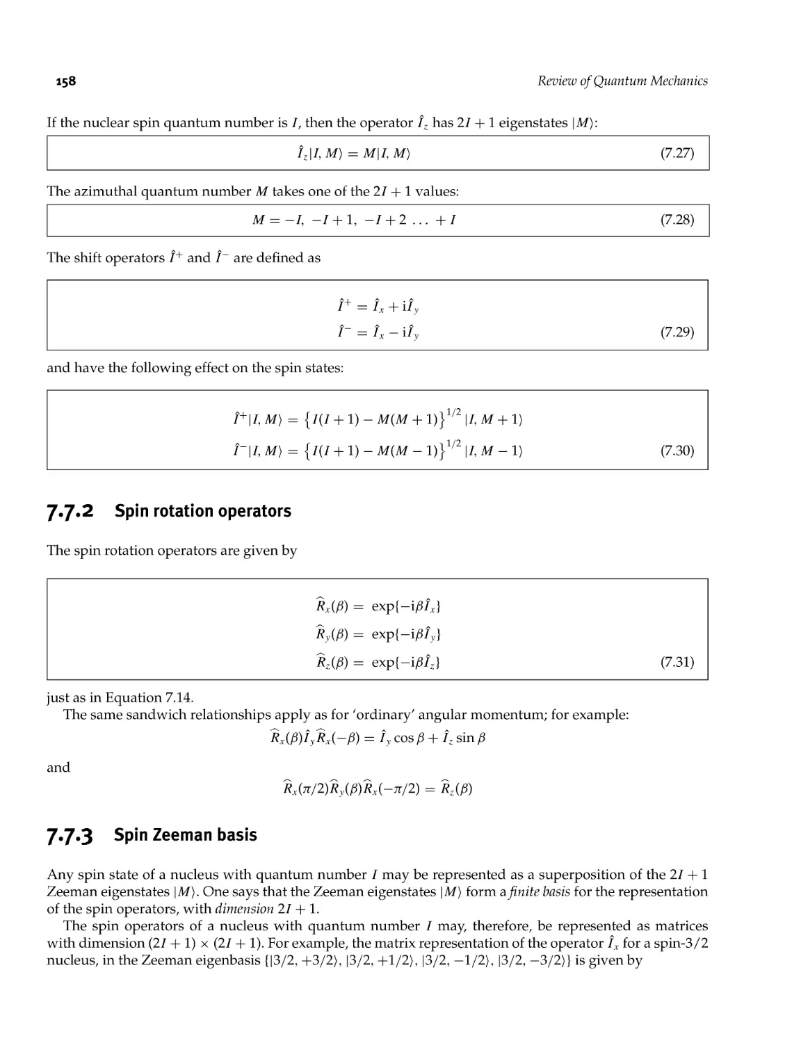 7.7.2 Spin rotation operators
7.7.3 Spin Zeeman basis