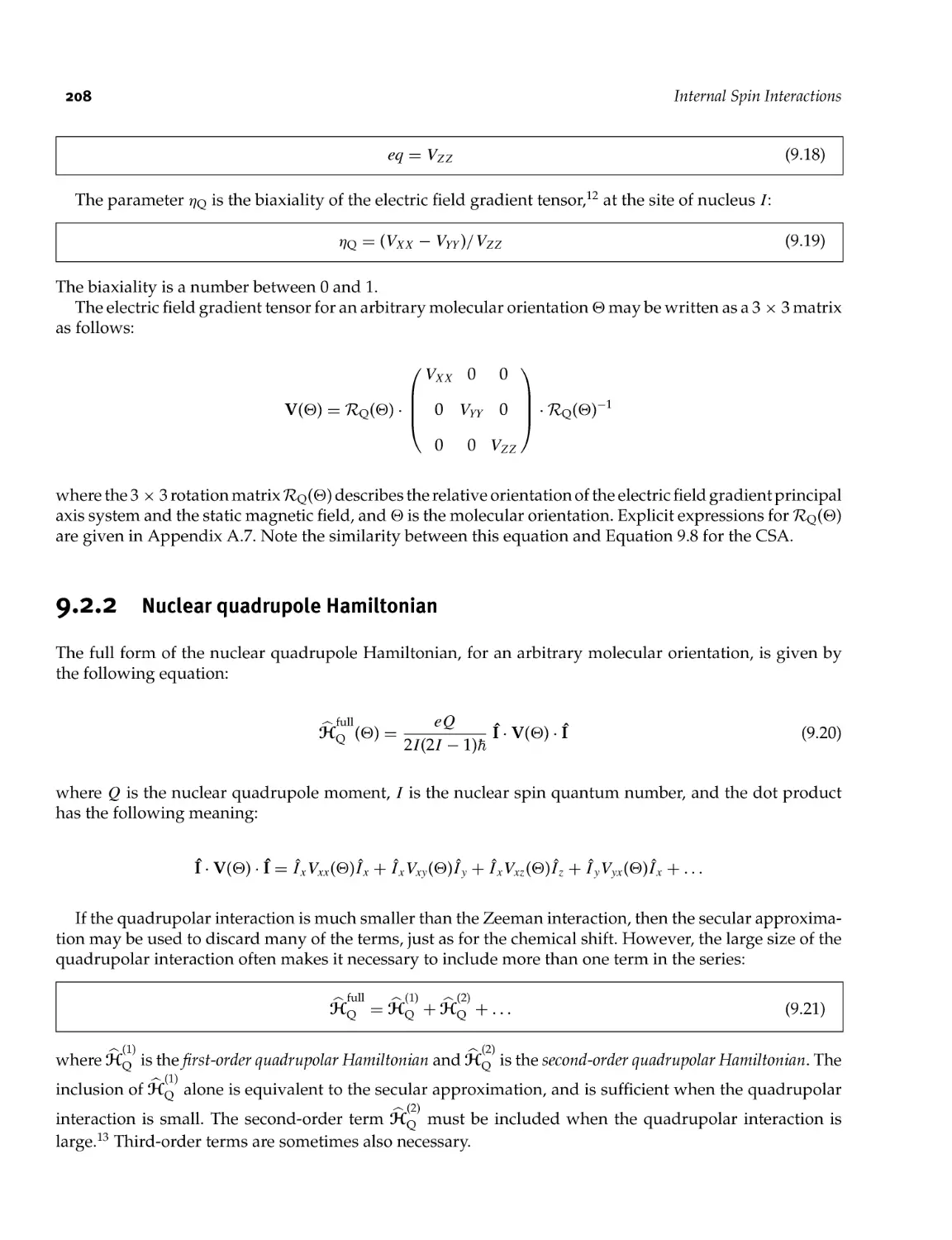 9.2.2 Nuclear quadrupole Hamiltonian