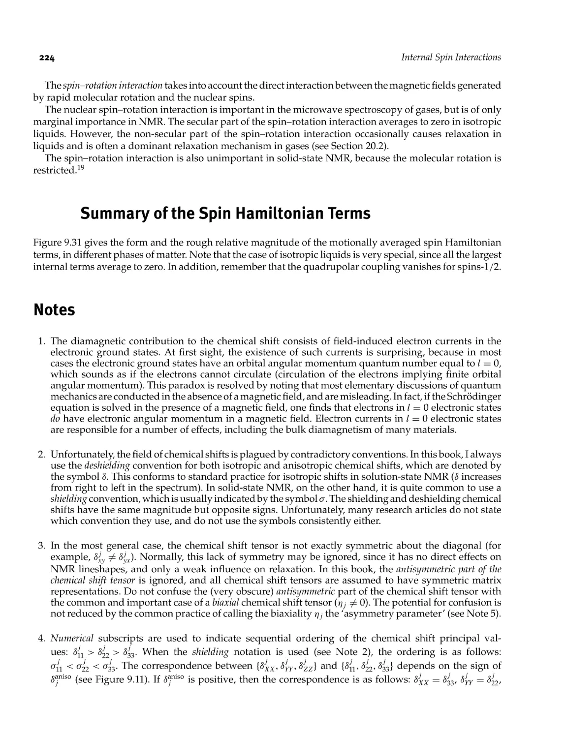 9.6 Summary of the Spin Hamiltonian Terms