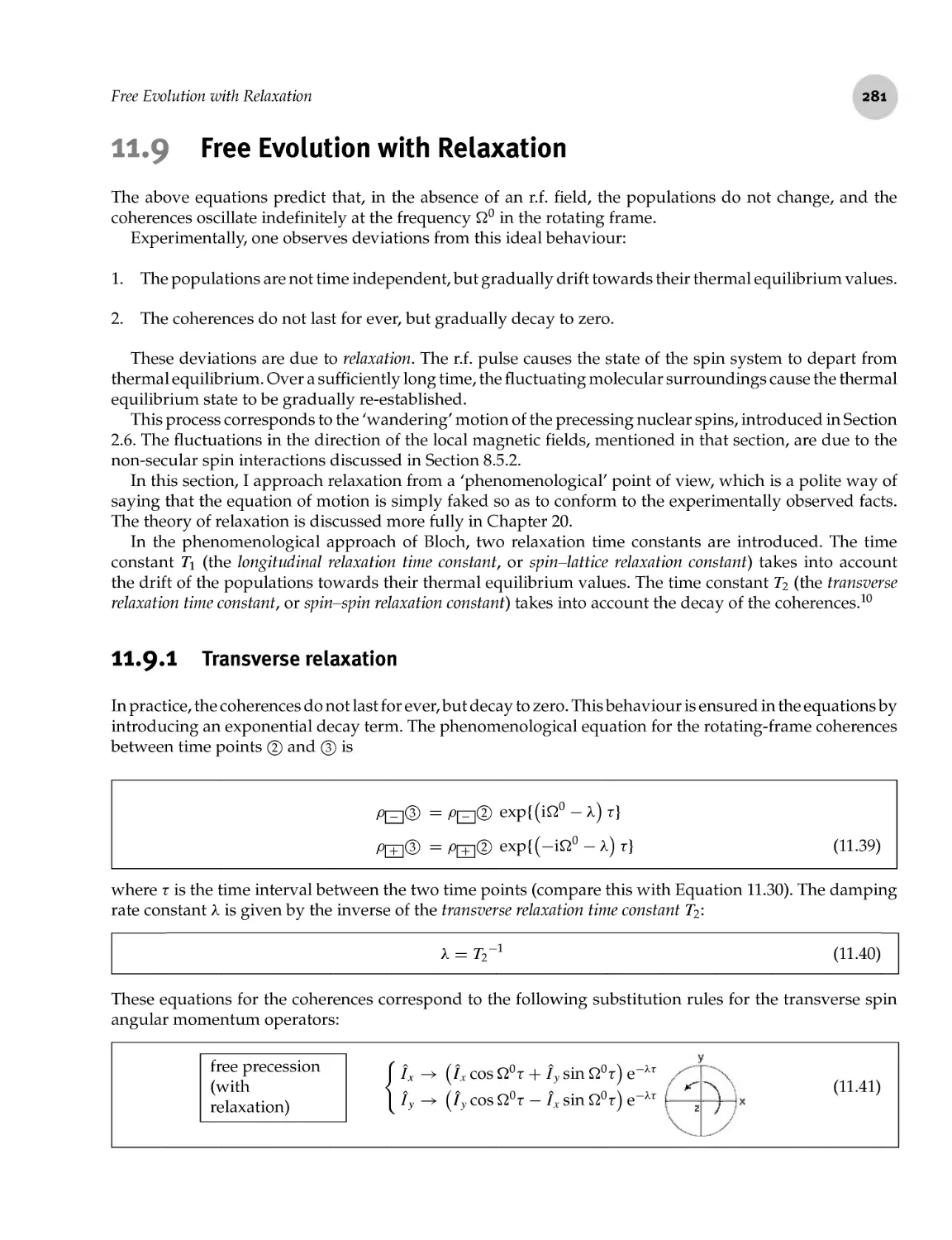 11.9 Free Evolution with Relaxation