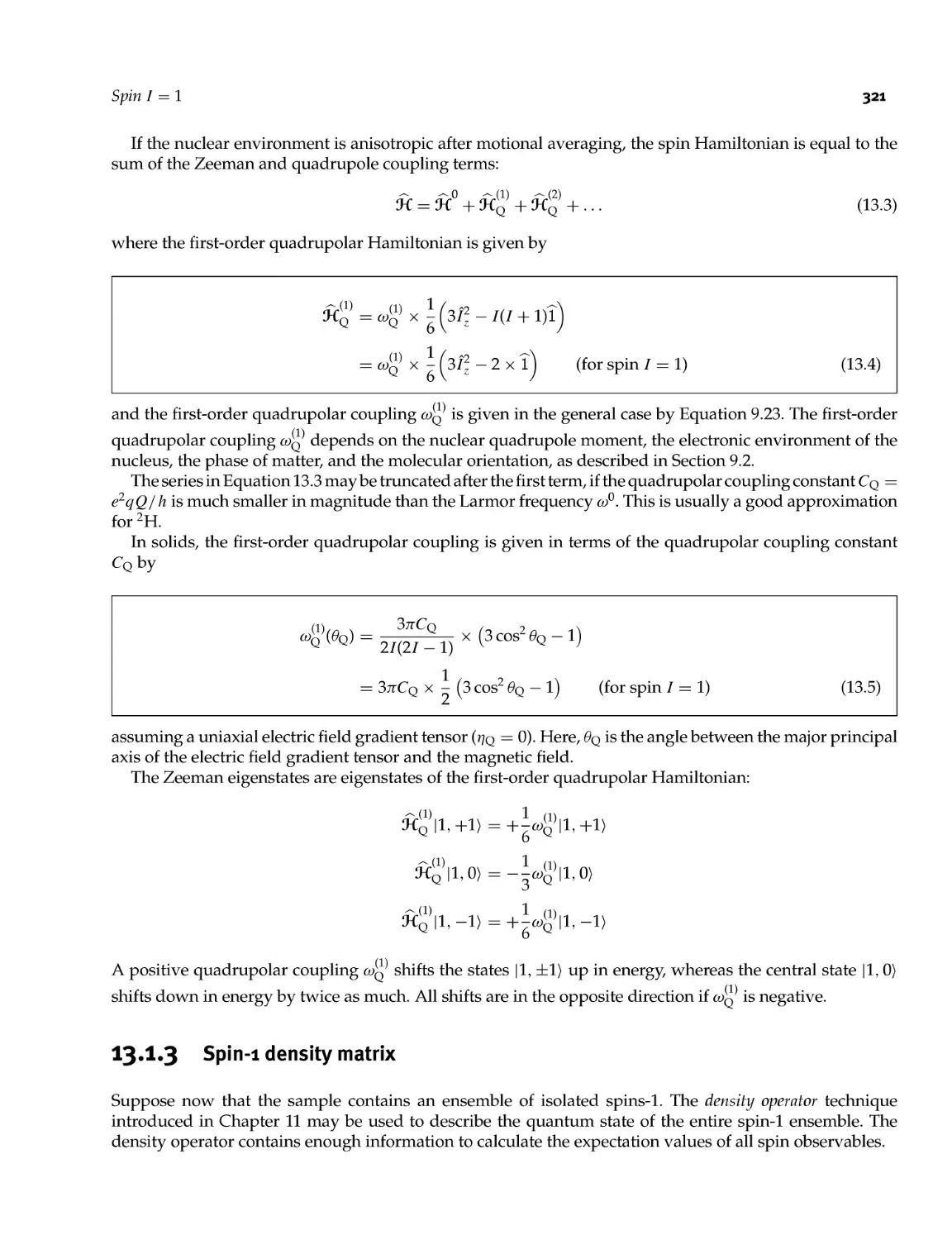 13.1.3 Spin-1 density matrix