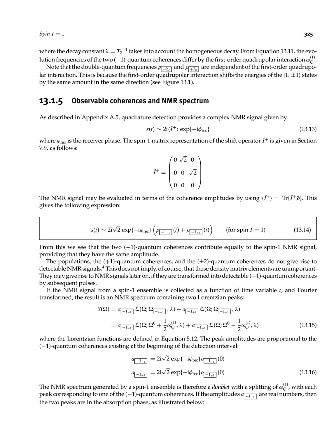 13.1.5 Observable coherences and NMR spectrum