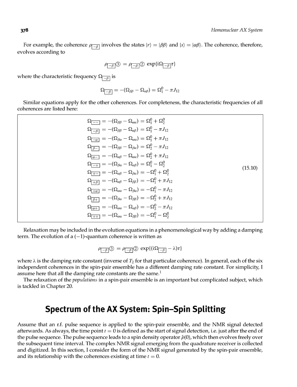 15.5 Spectrum of the AX System: SpinSpin Splitting