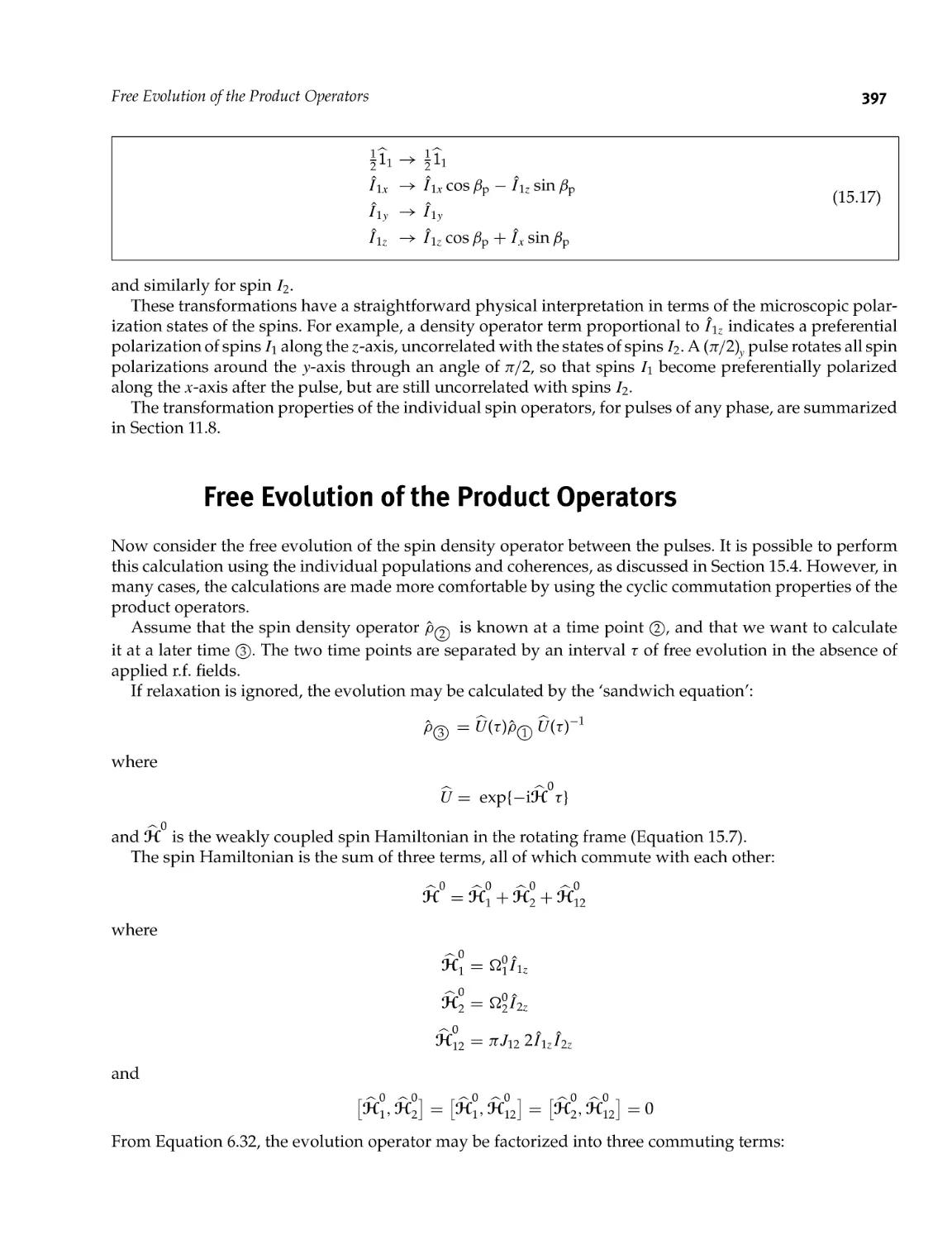 15.9 Free Evolution of the Product Operators