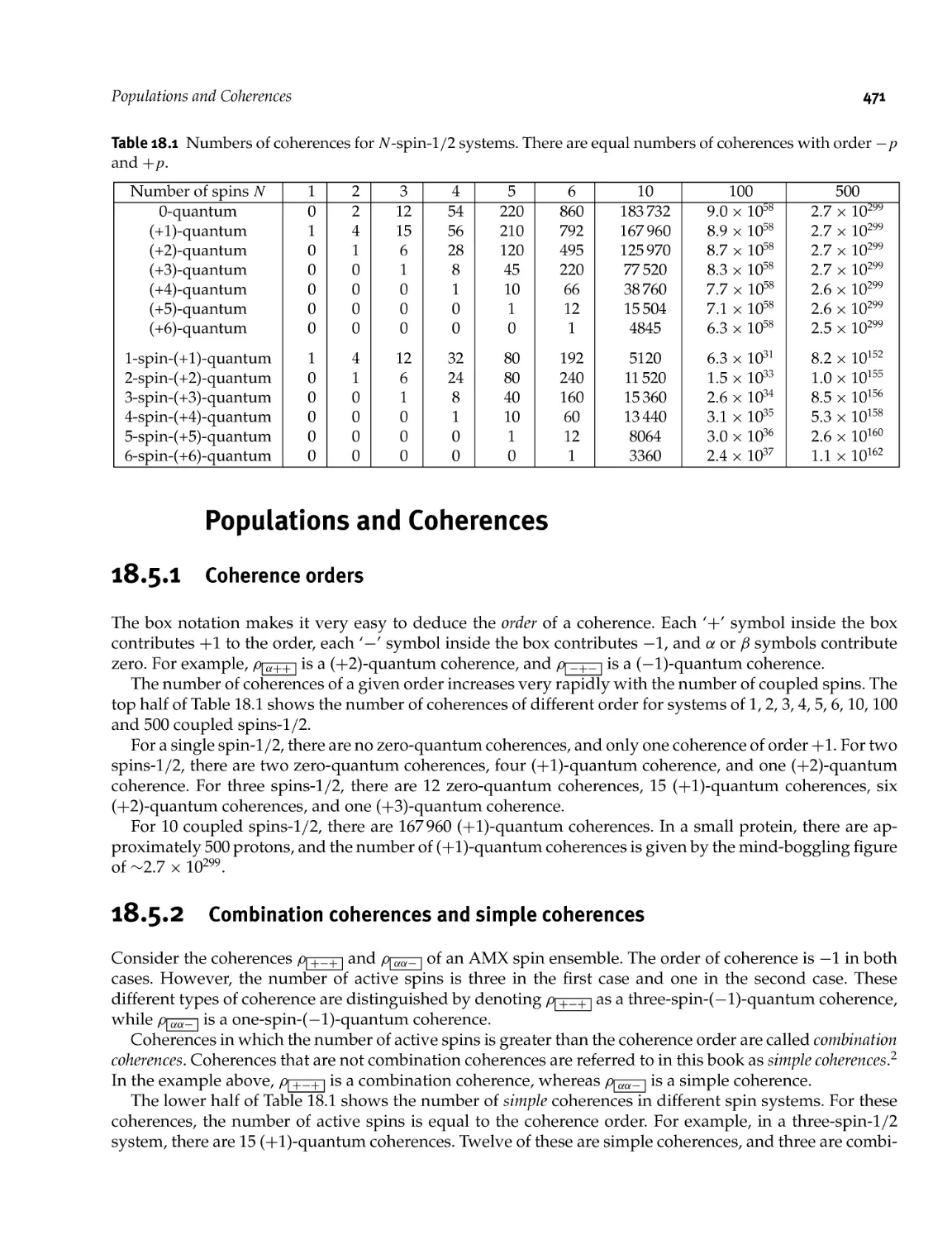 18.5 Populations and Coherences
18.5.2 Combination coherences and simple coherences