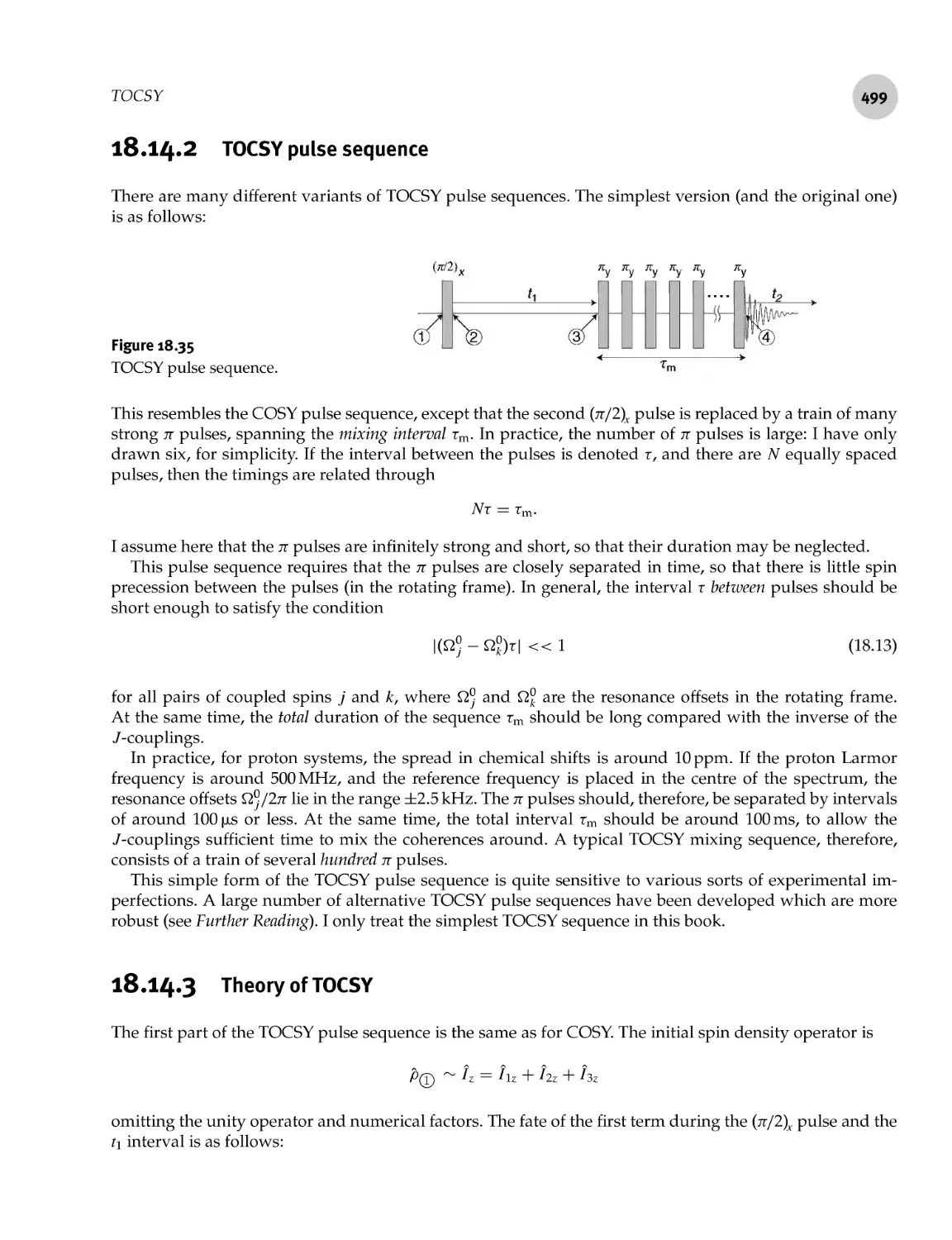 18.14.2 TOCSY pulse sequence
18.14.3 Theory of TOCSY