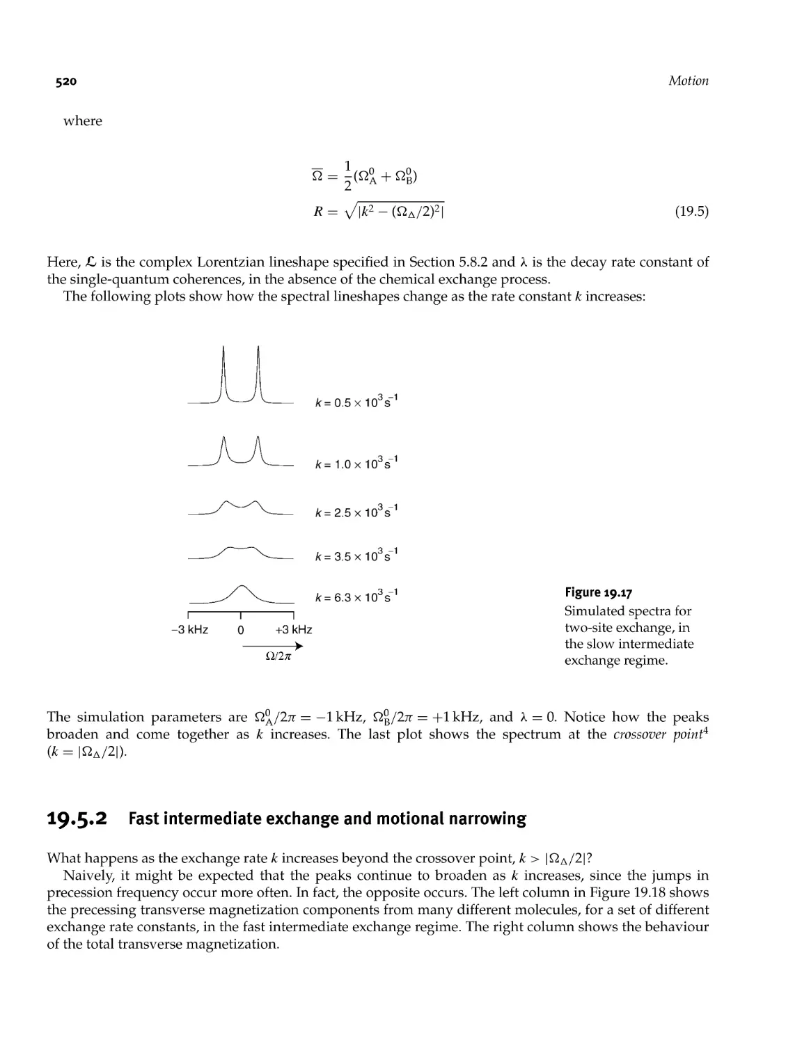 19.5.2 Fast intermediate exchange and motional narrowing