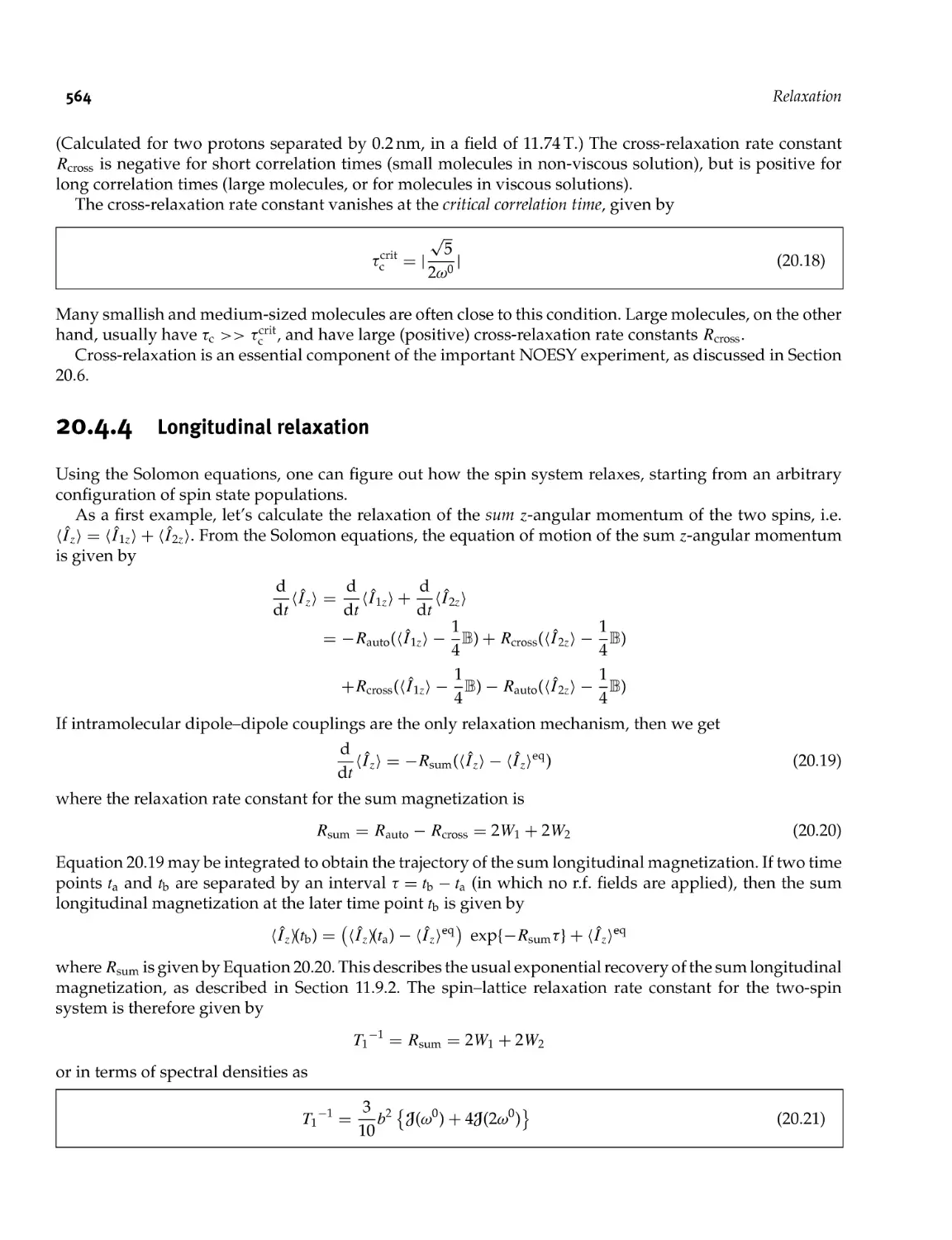 20.4.4 Longitudinal relaxation