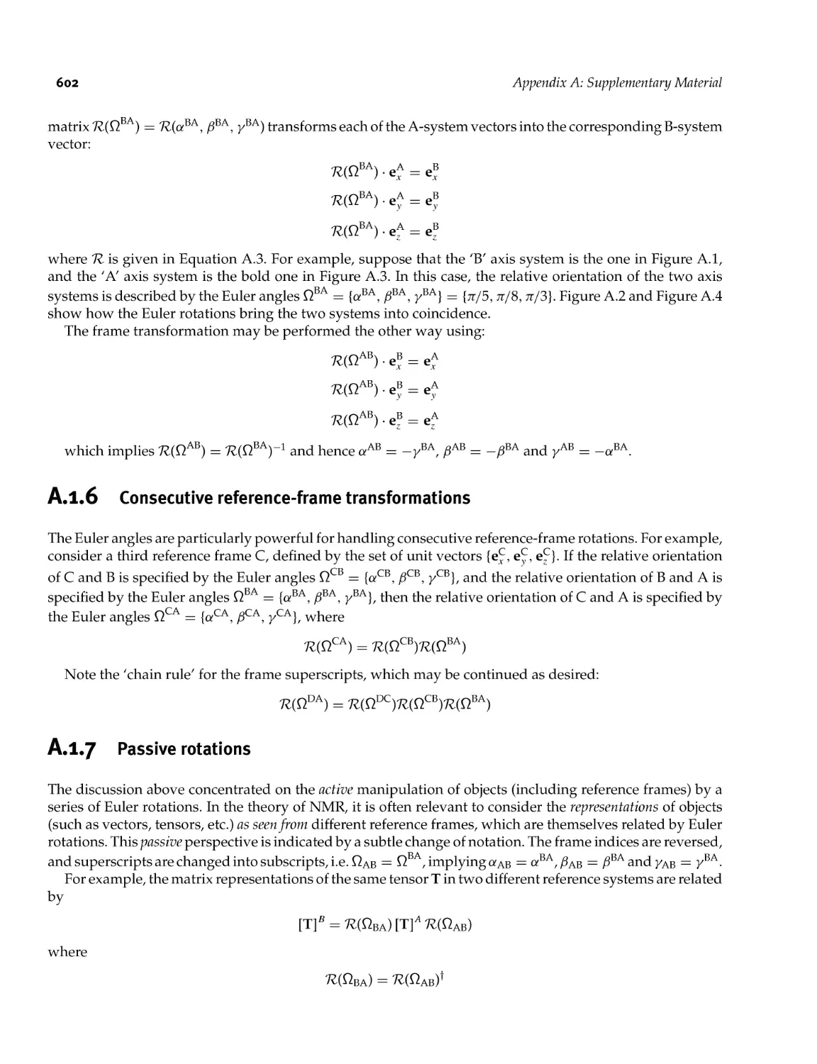 A.1.6 Consecutive reference-frame transformations
A.1.7 Passive rotations