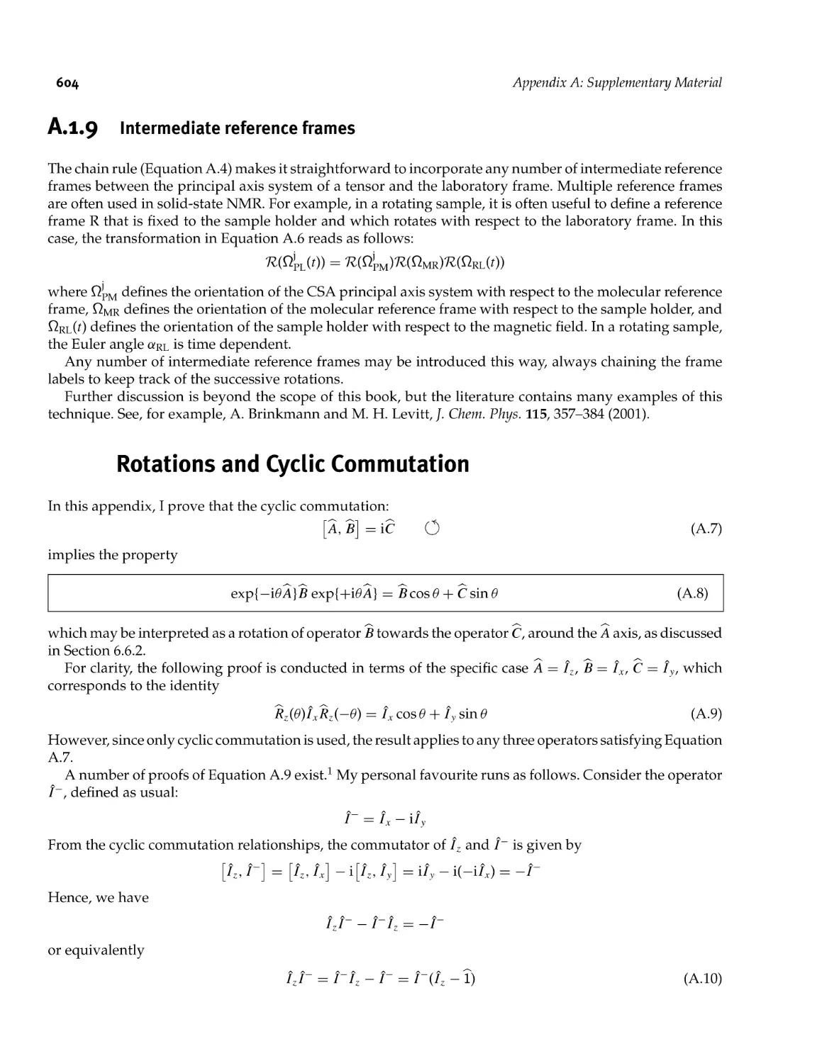 A.1.9 Intermediate reference frames
A.2 Rotations and Cyclic Commutation