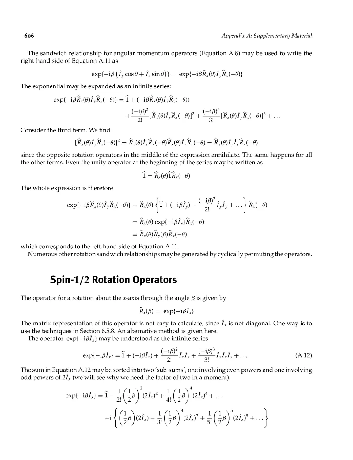 A.4 Spin-1/2 Rotation Operators