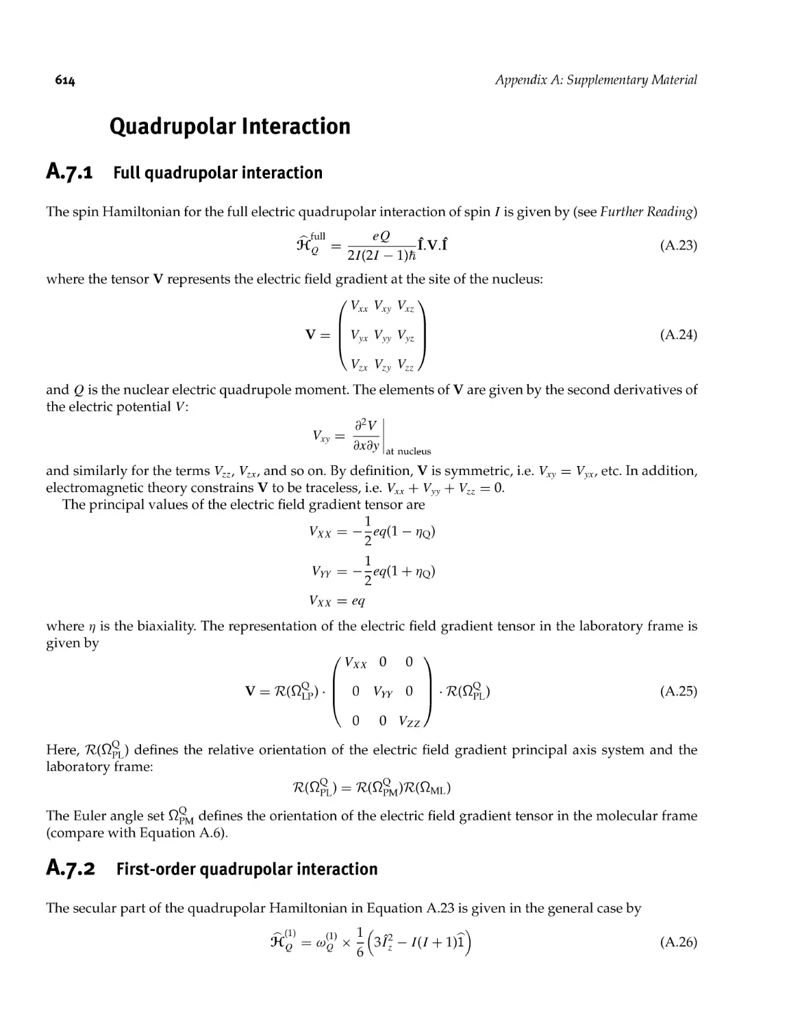 A.7 Quadrupolar Interaction
A.7.2 First-order quadrupolar interaction