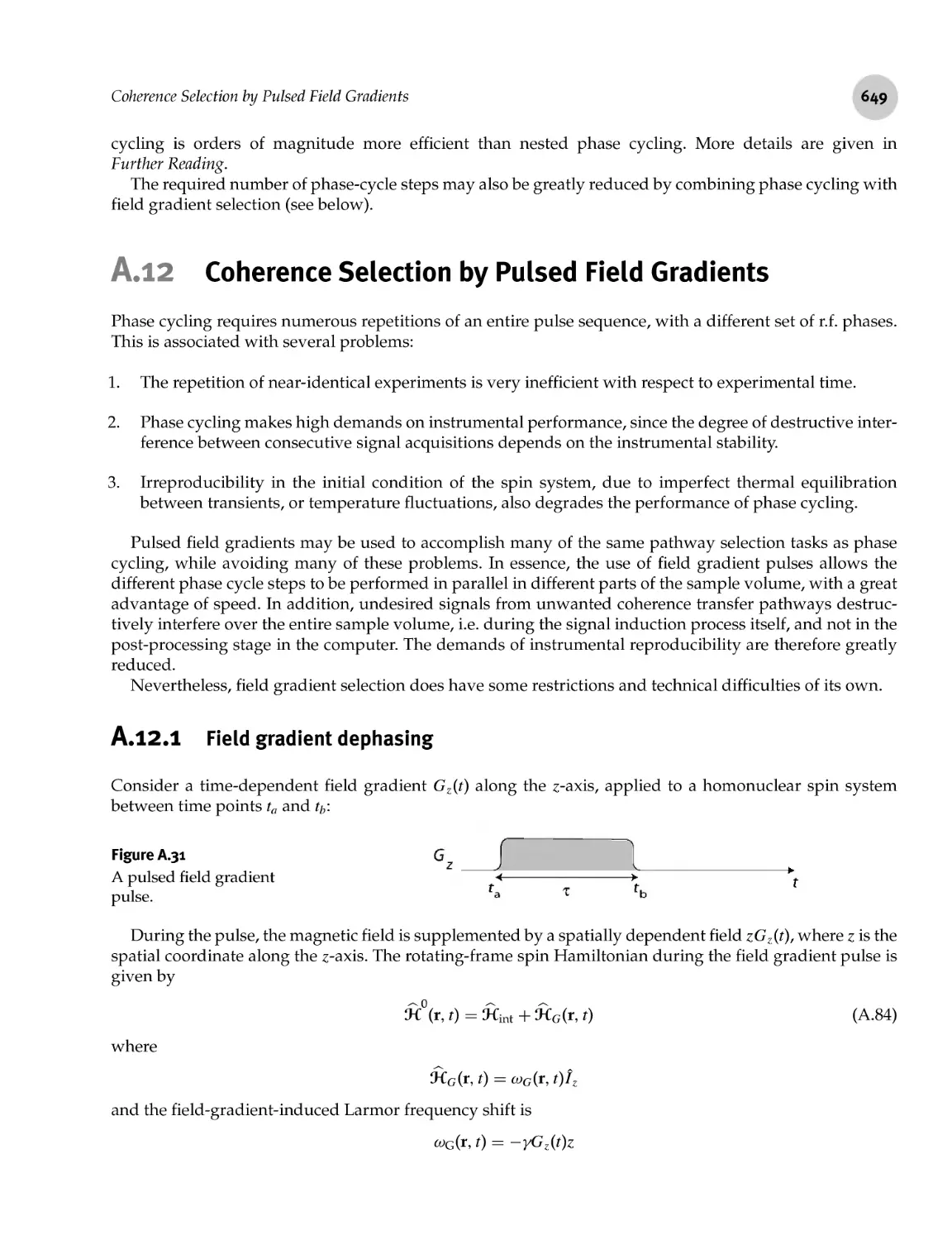 A.12 Coherence Selection by Pulsed Field Gradients