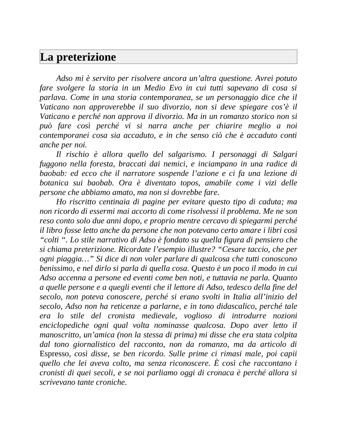 La preterizione