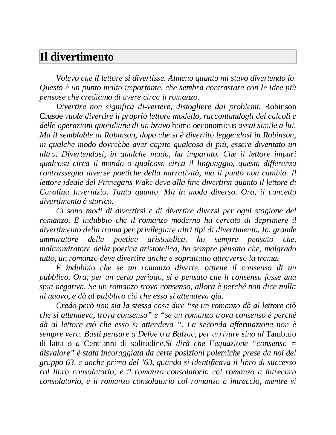 Il divertimento