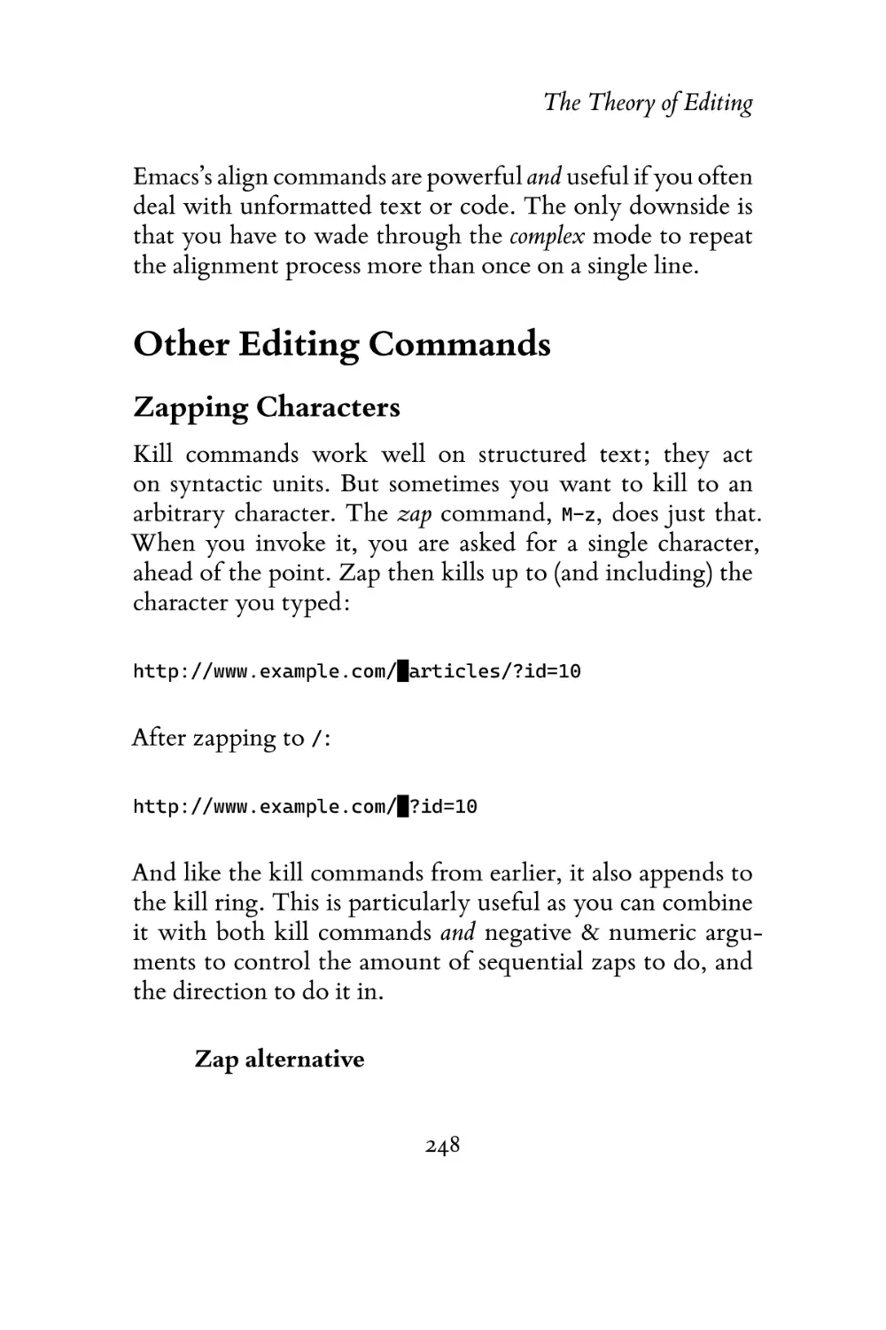 Other Editing Commands
Zapping Characters