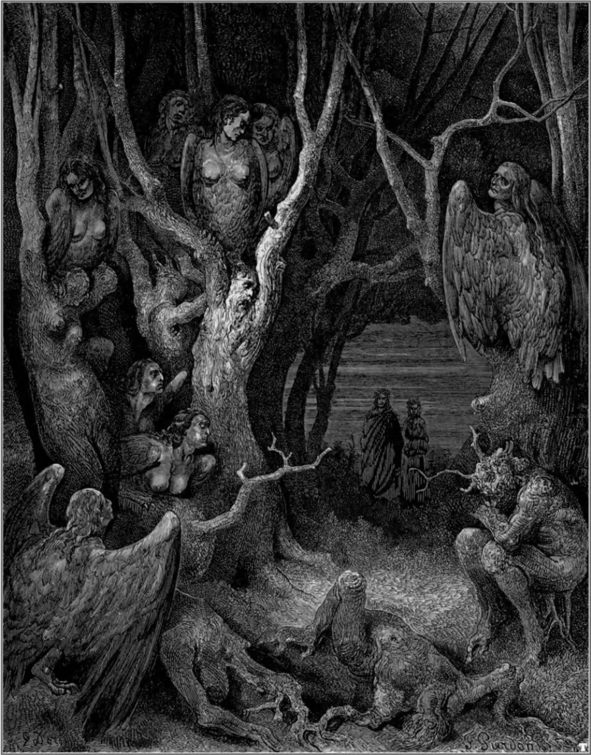 gustave_dore_dante_the_harpies_wood