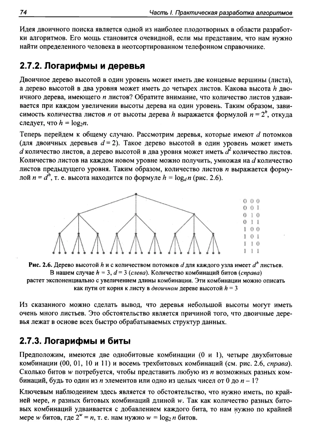 2.7.2. Логарифмы и деревья
2.7.3. Логарифмы и биты