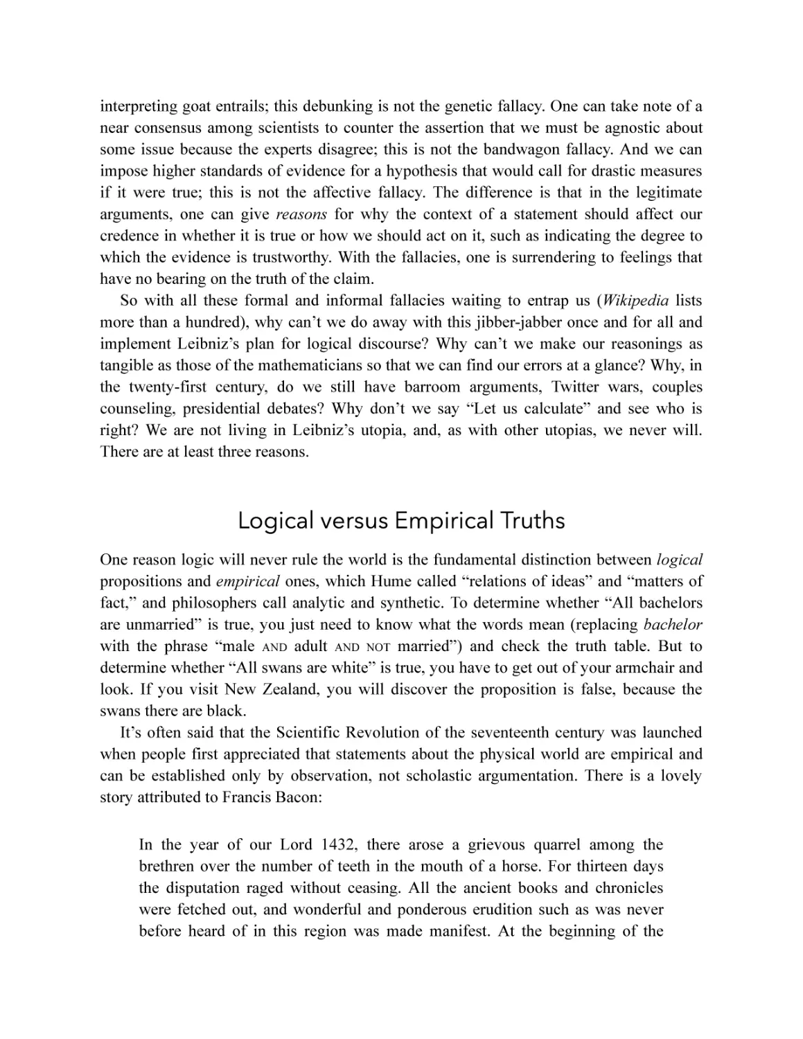 Logical versus Empirical Truths