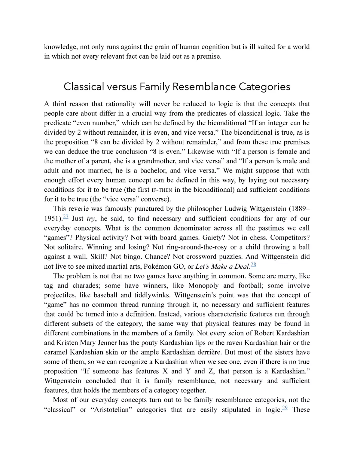 Classical versus Family Resemblance Categories