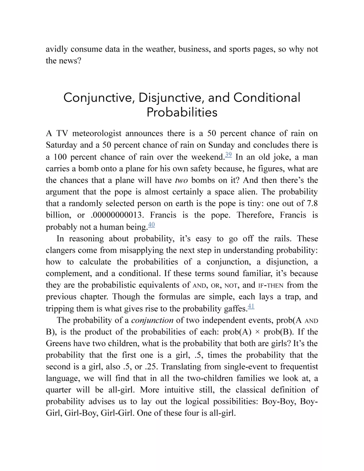 Conjunctive, Disjunctive, and Conditional Probabilities