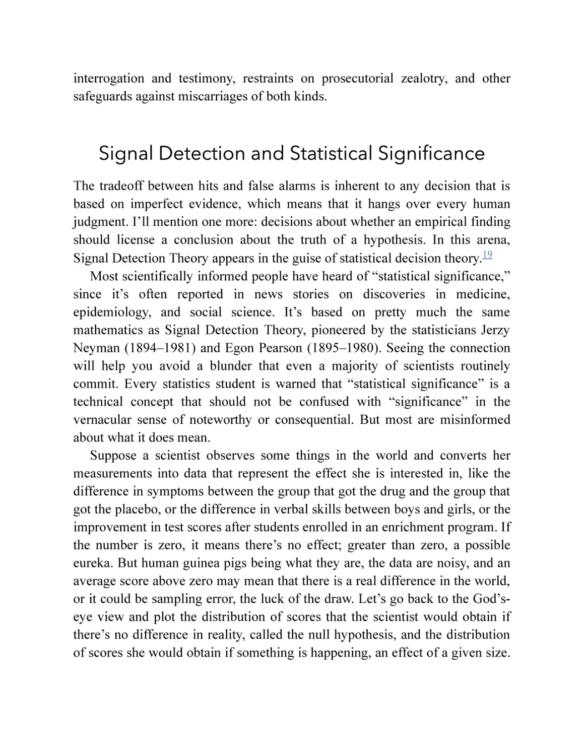 Signal Detection and Statistical Significance