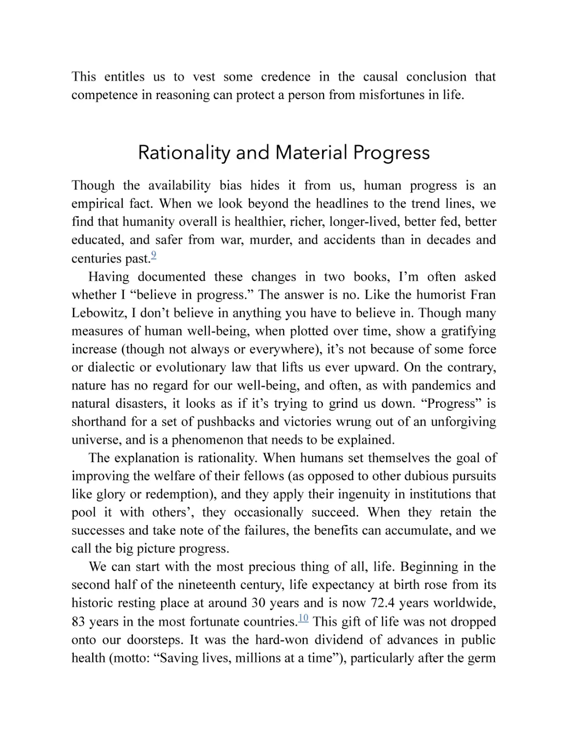 Rationality and Material Progress