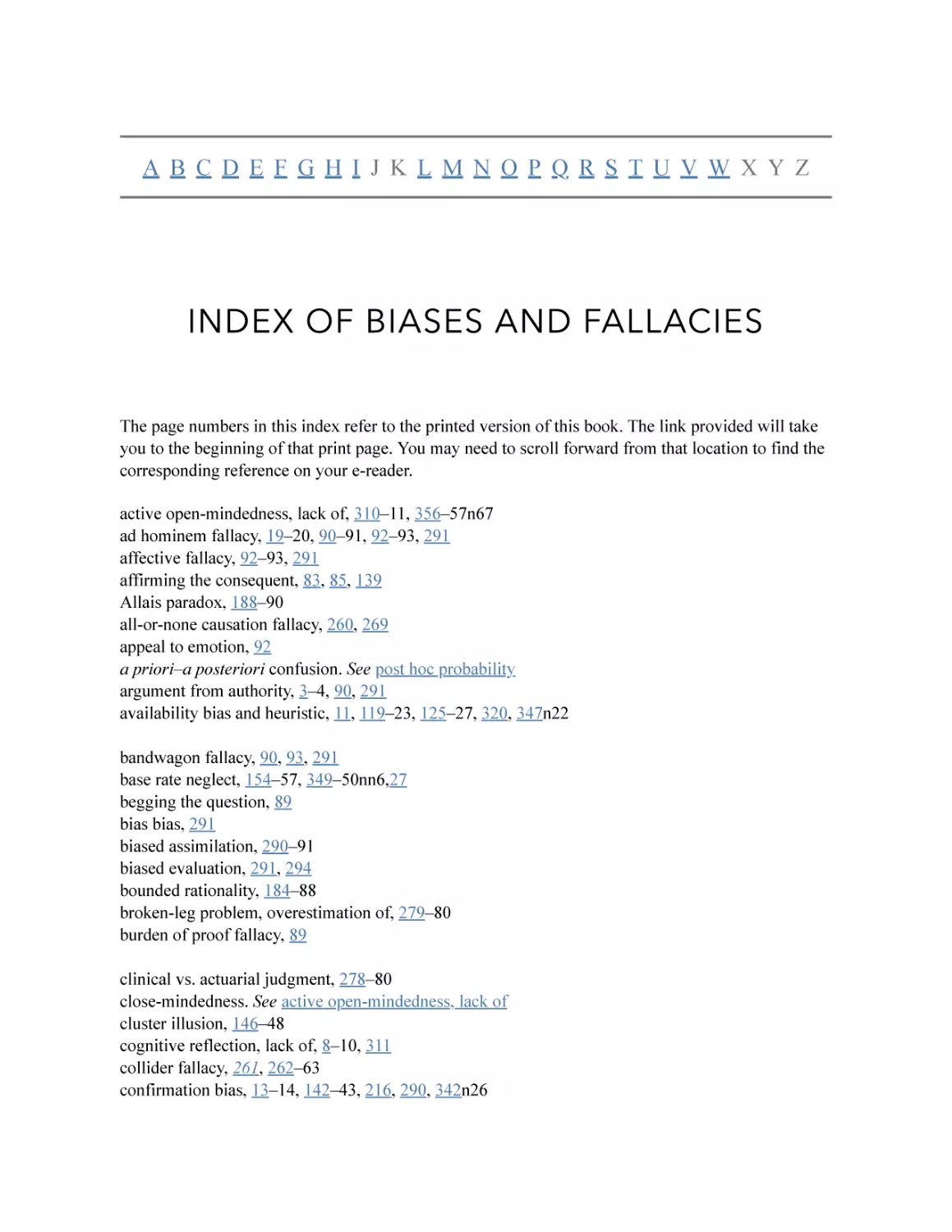 Index of Biases and Fallacies