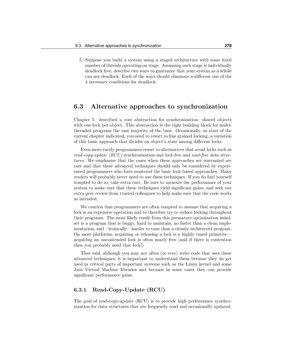 Alternative approaches to synchronization