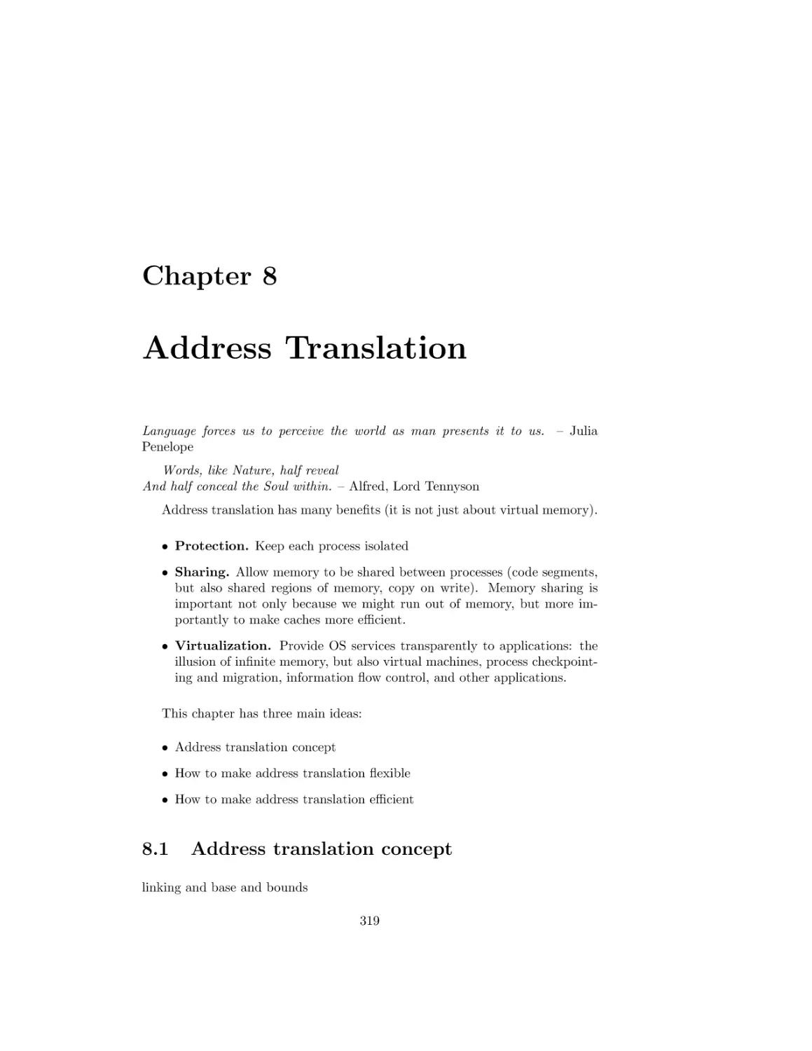 Address Translation
Address translation concept