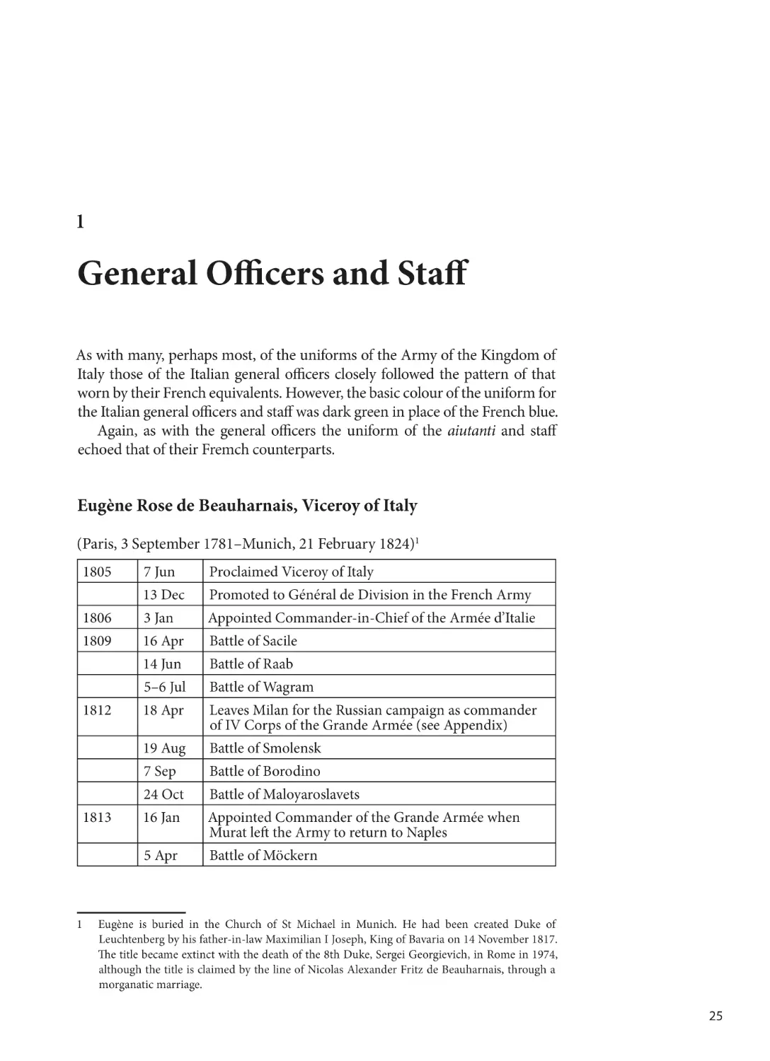 1. General Ofcers and Staff