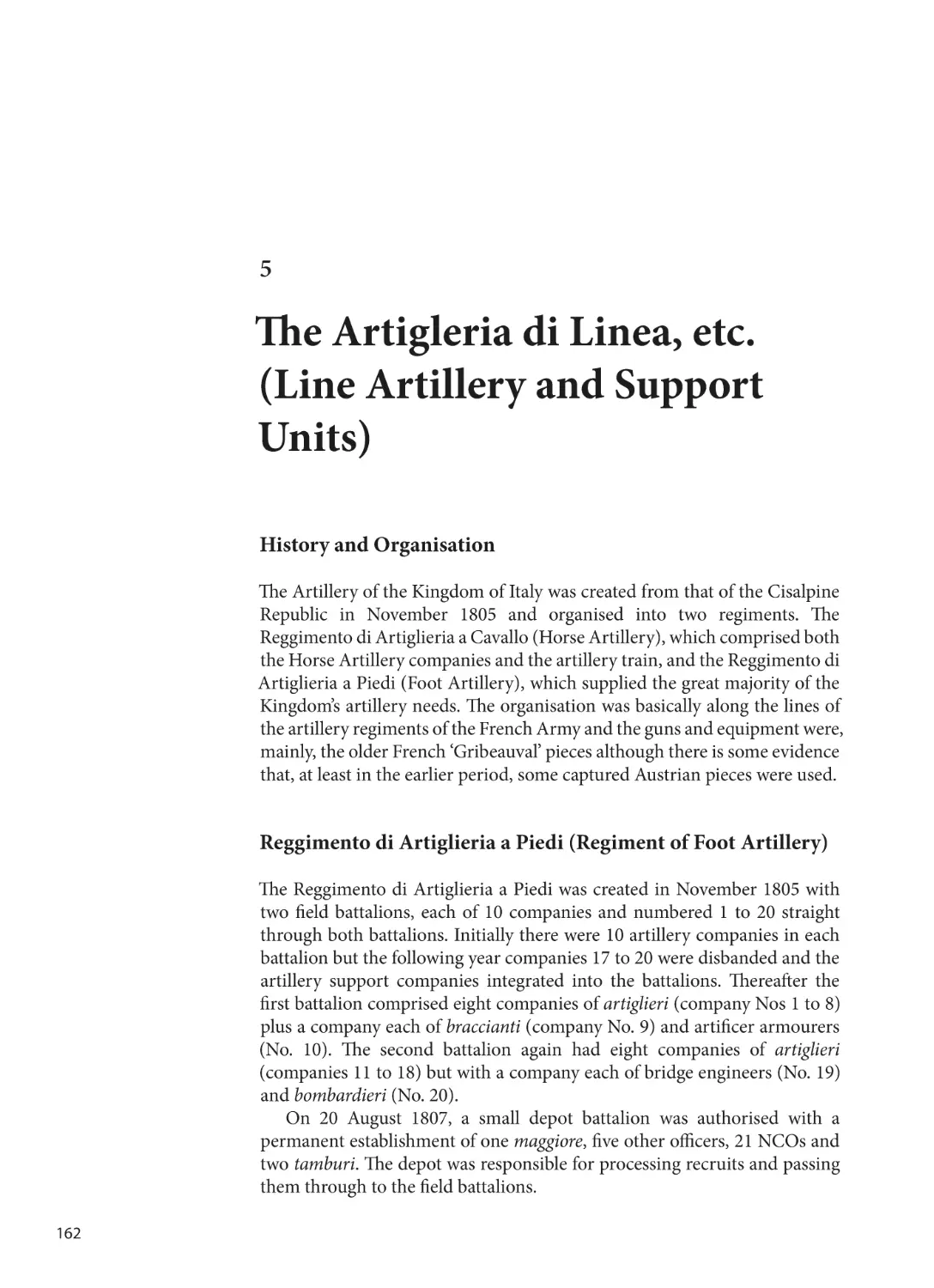 5. Artigleria di Linea, etc. (Line Artillery and Support Units)