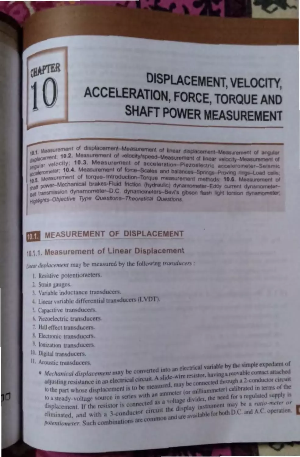 10. Speed, Force, Torque and Shaft Power Measurement