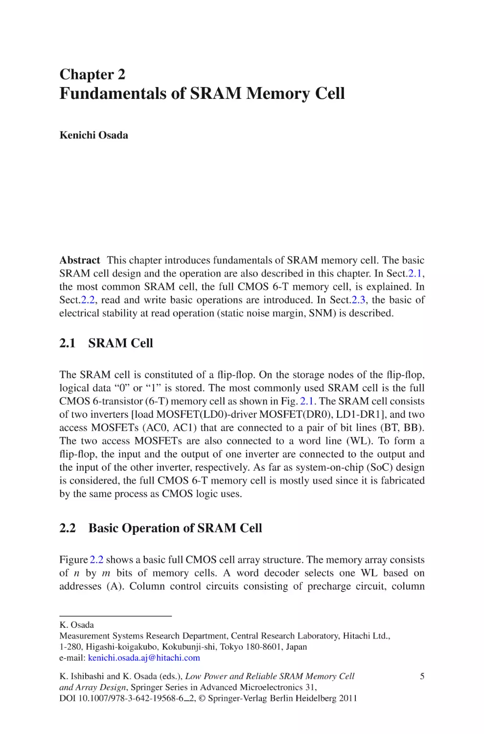 fulltext(1)
Chapter 2
2.1 SRAM Cell
2.2 Basic Operation of SRAM Cell