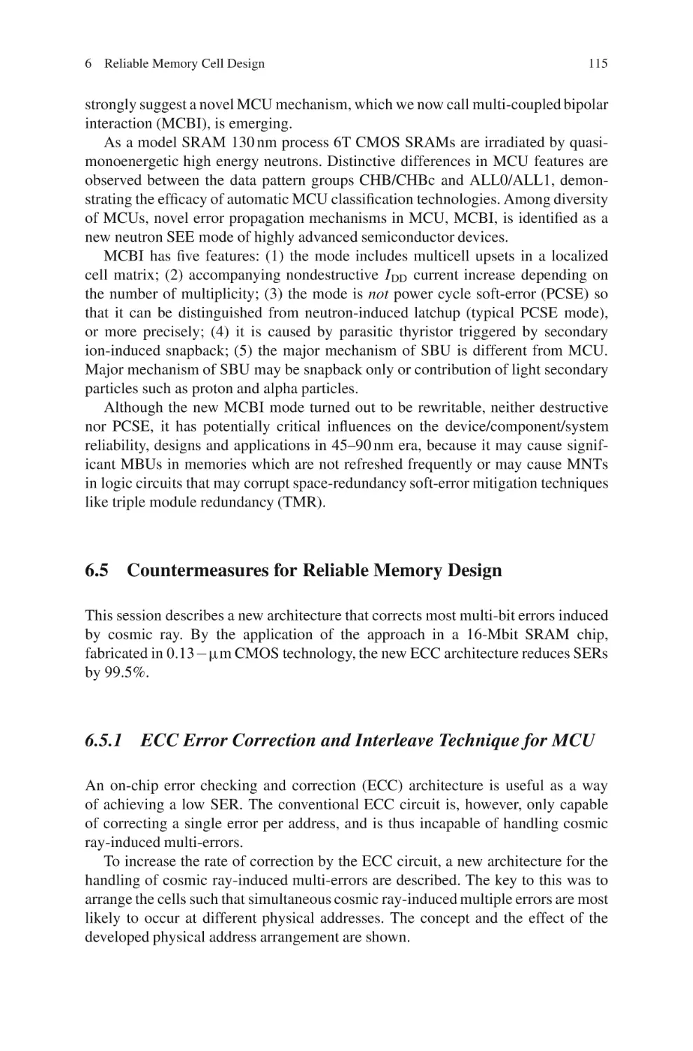 6.5 Countermeasures for Reliable Memory Design
6.5.1 ECC Error Correction and Interleave Technique for MCU