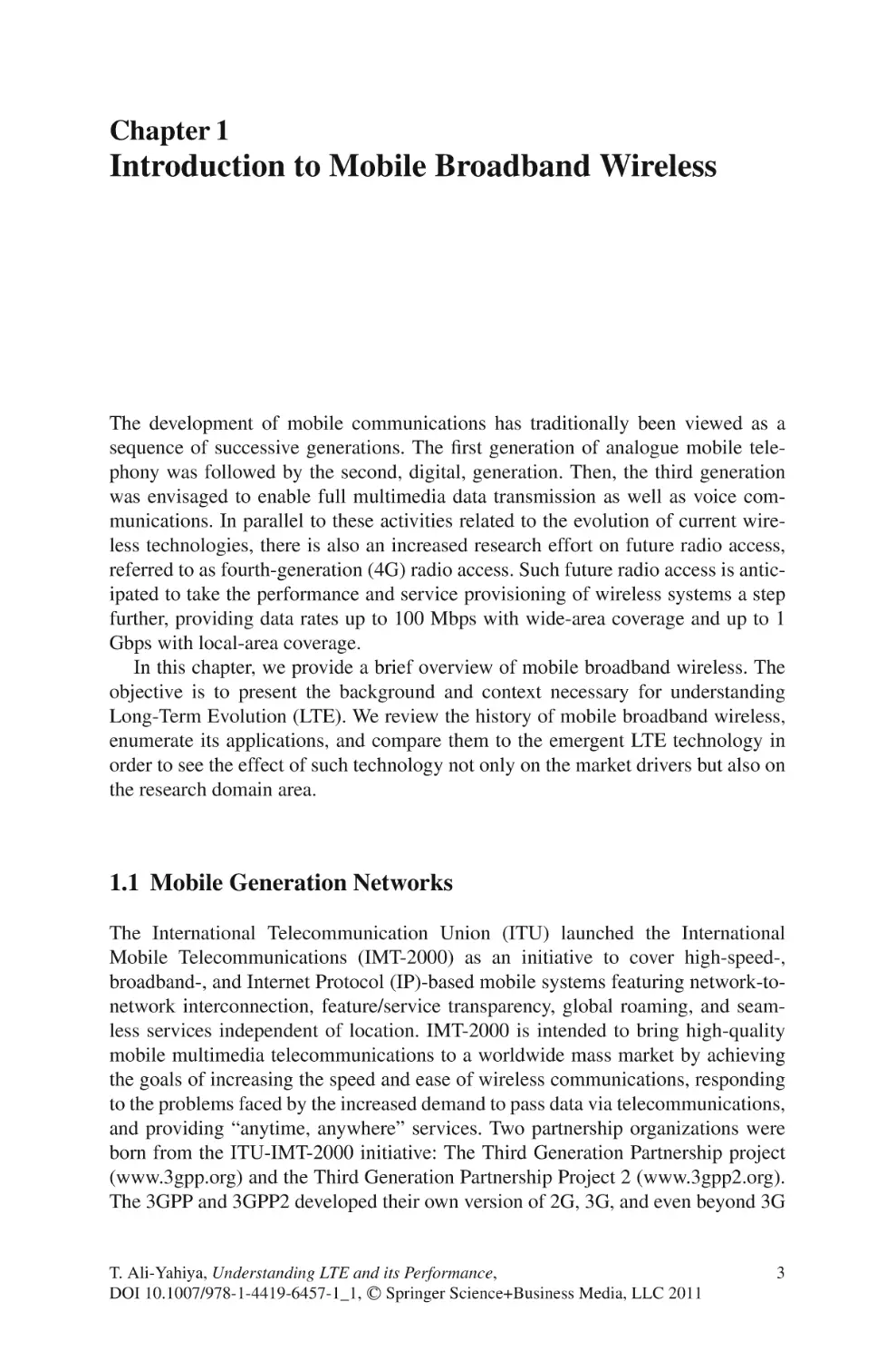 1  Introduction to Mobile Broadband Wireless
1.1  Mobile Generation Networks