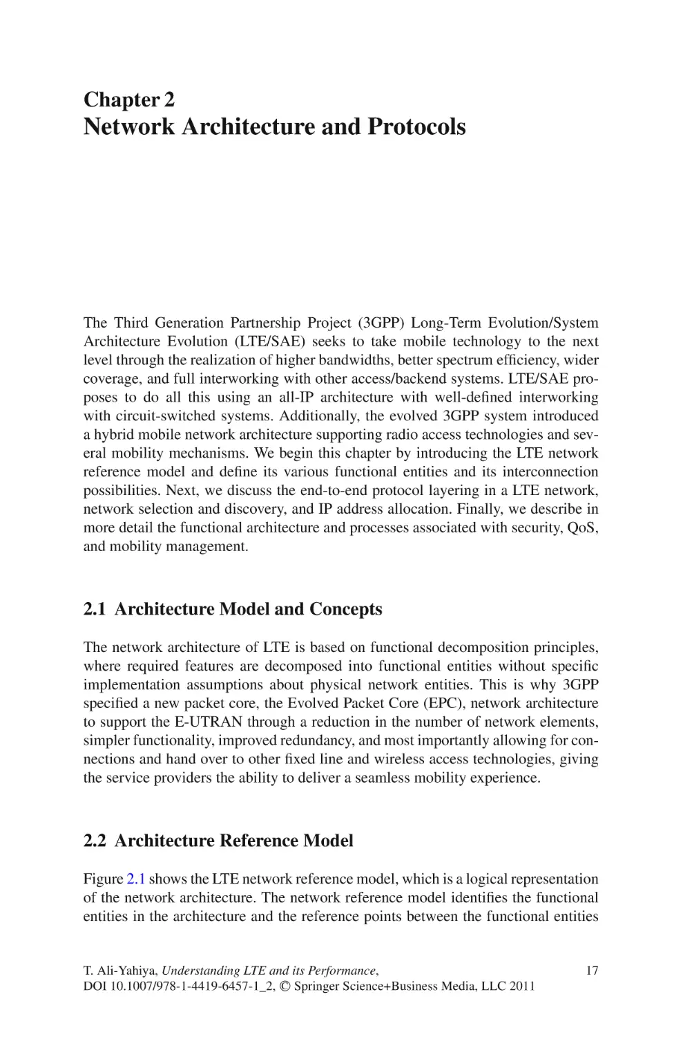 2  Network Architecture and Protocols
2.1  Architecture Model and Concepts
2.2  Architecture Reference Model