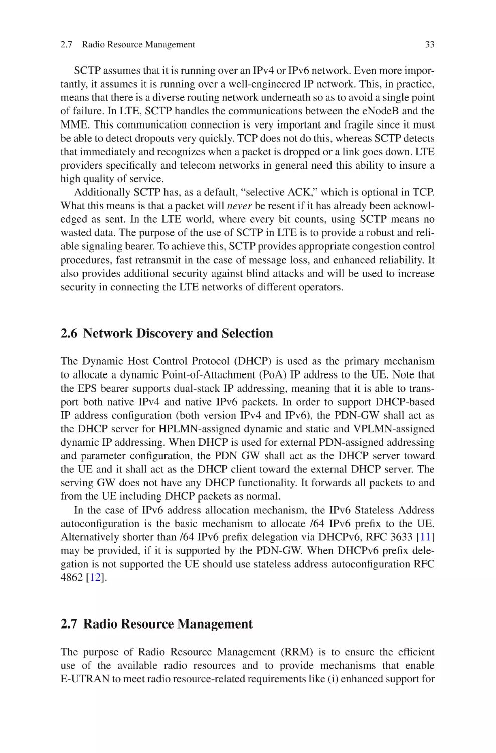 2.6  Network Discovery and Selection
2.7  Radio Resource Management