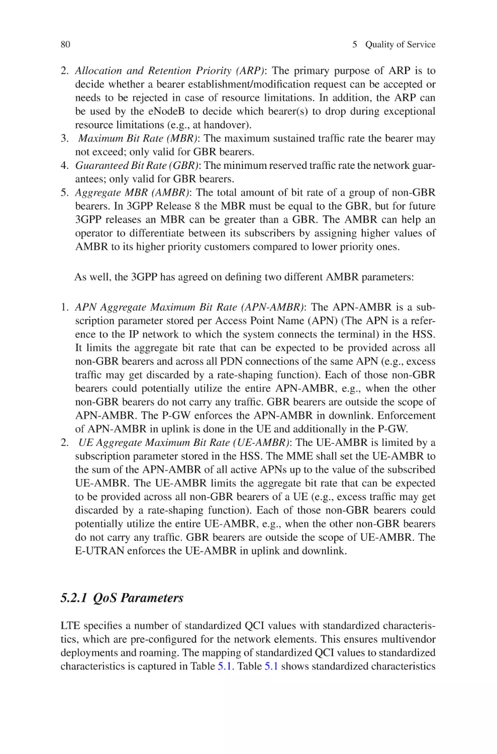 5.2.1  QoS Parameters