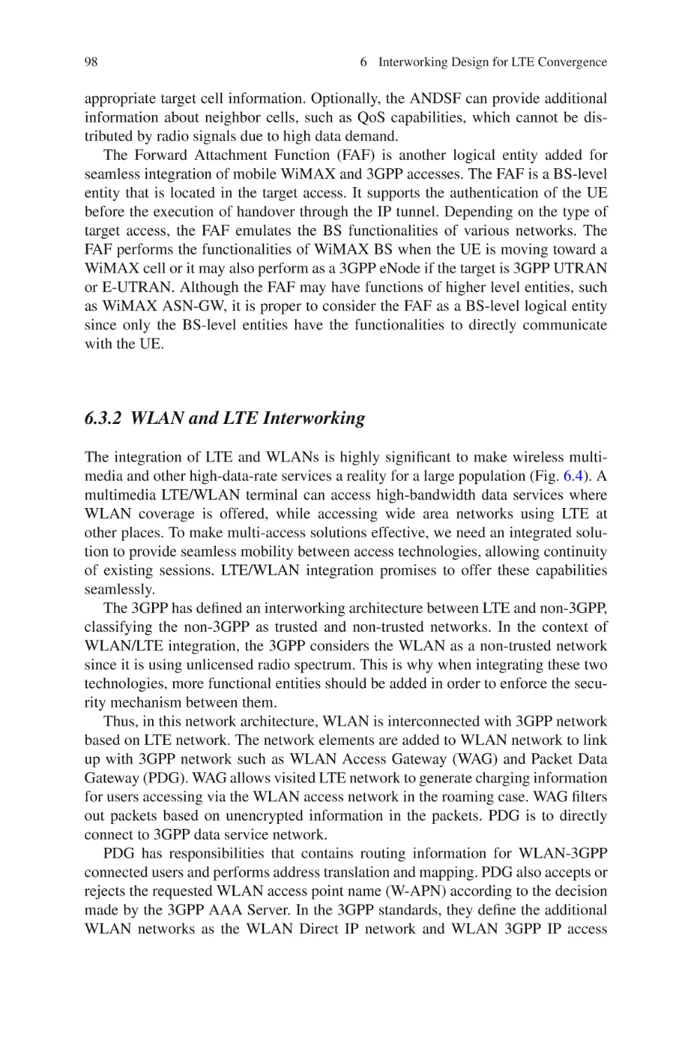 6.3.2  WLAN and LTE Interworking