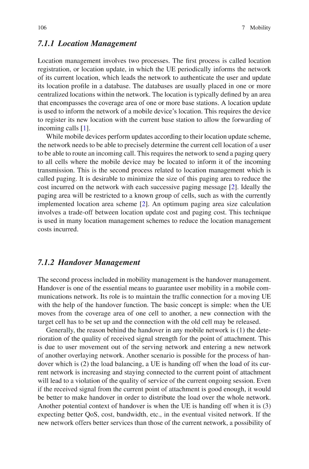 7.1.1  Location Management
7.1.2  Handover Management