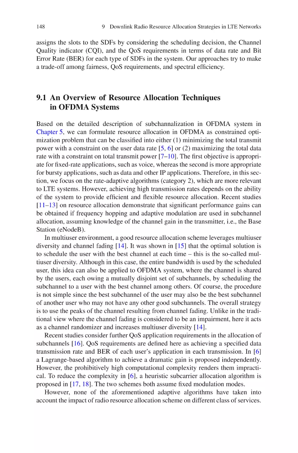 9.1  An Overview of Resource Allocation Techniques in OFDMA Systems