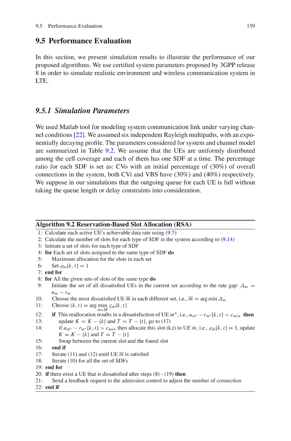 9.5  Performance Evaluation
9.5.1  Simulation Parameters