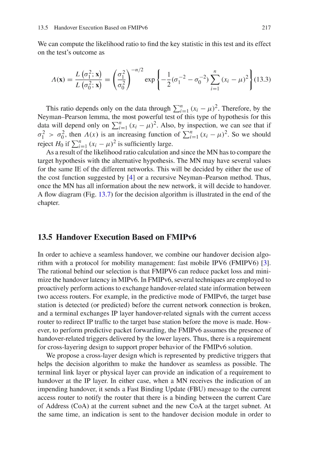 13.5  Handover Execution Based on FMIPv6