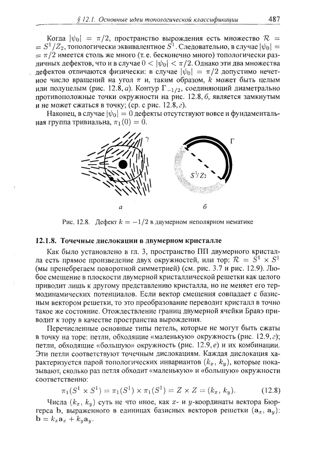 12.1.8. Точечные дислокации в двумерном кристалле