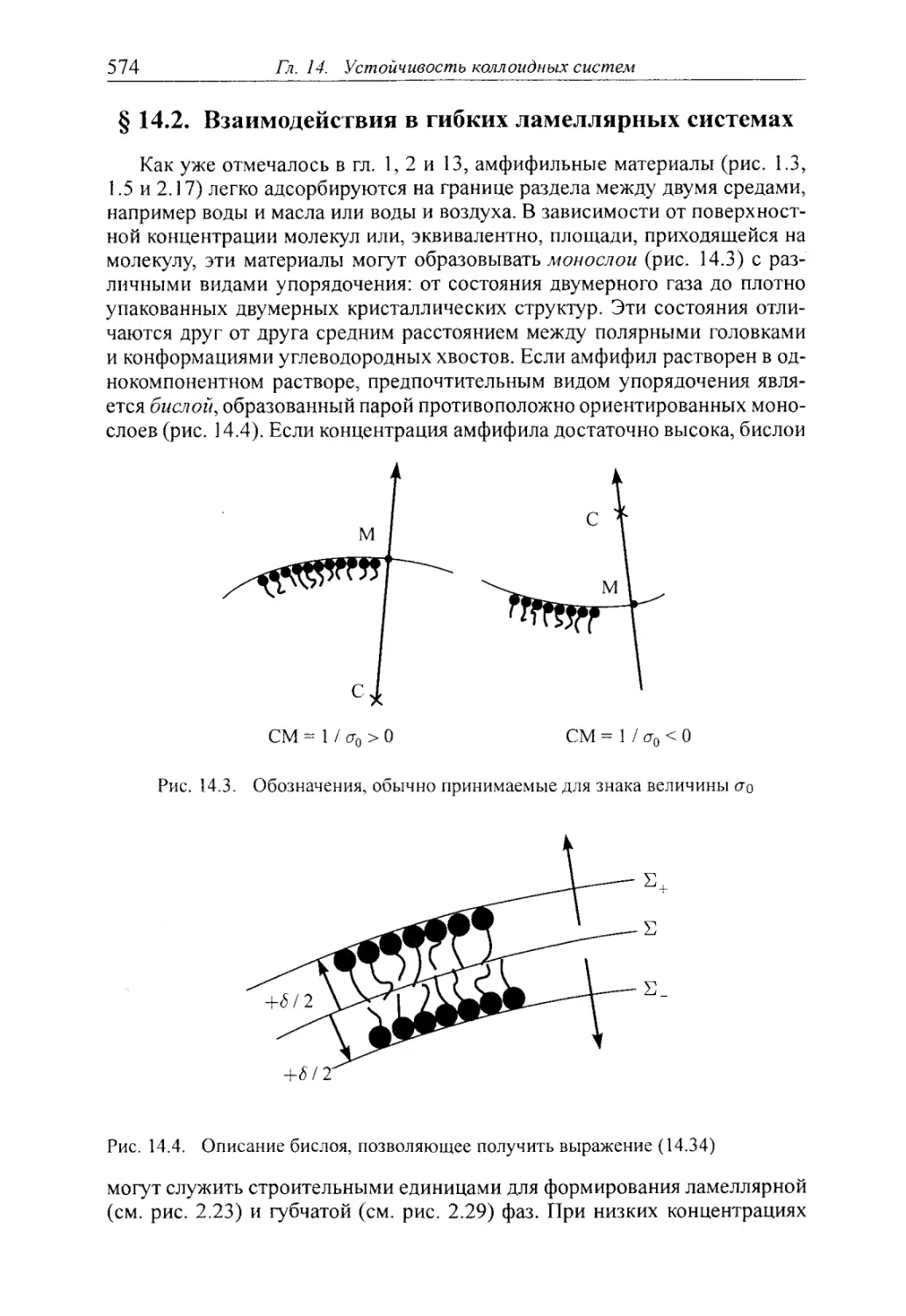 § 14.2. Взаимодействия в гибких ламеллярных системах