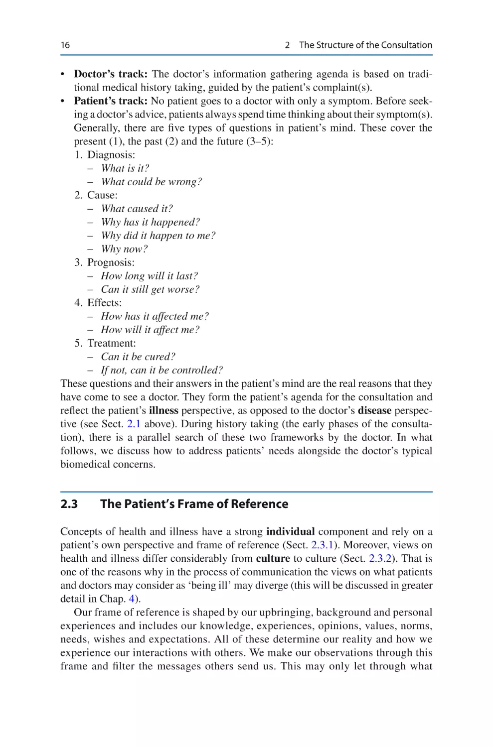 2.3	 The Patient’s Frame of Reference