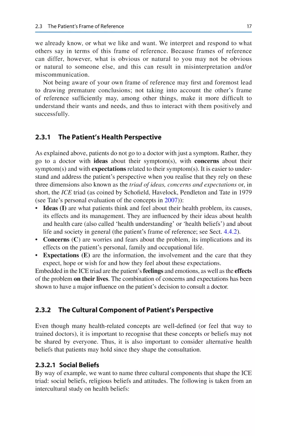 2.3.1	 The Patient’s Health Perspective
2.3.2	 The Cultural Component of Patient’s Perspective
2.3.2.1 Social Beliefs