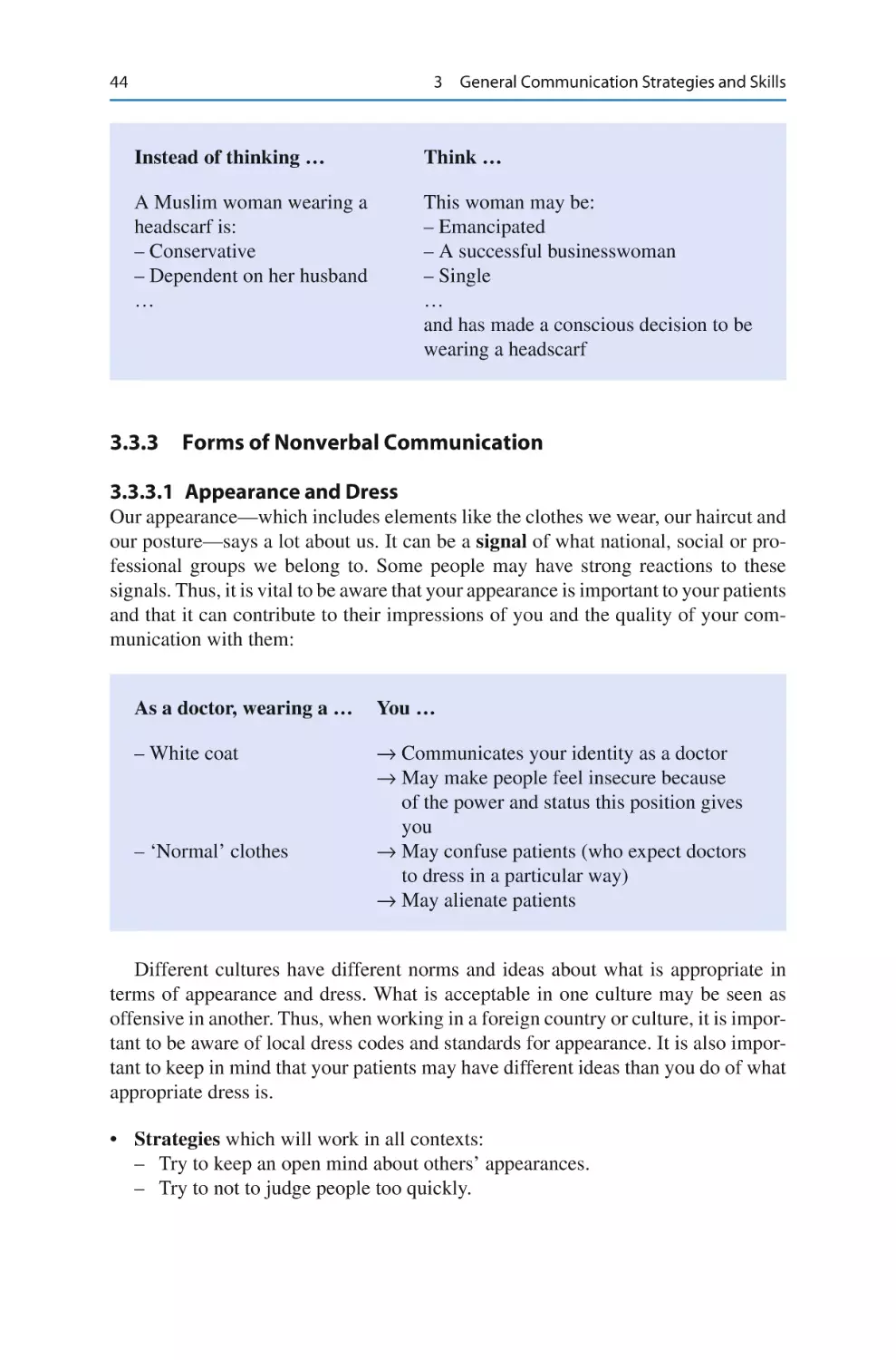 3.3.3	 Forms of Nonverbal Communication
3.3.3.1 Appearance and Dress