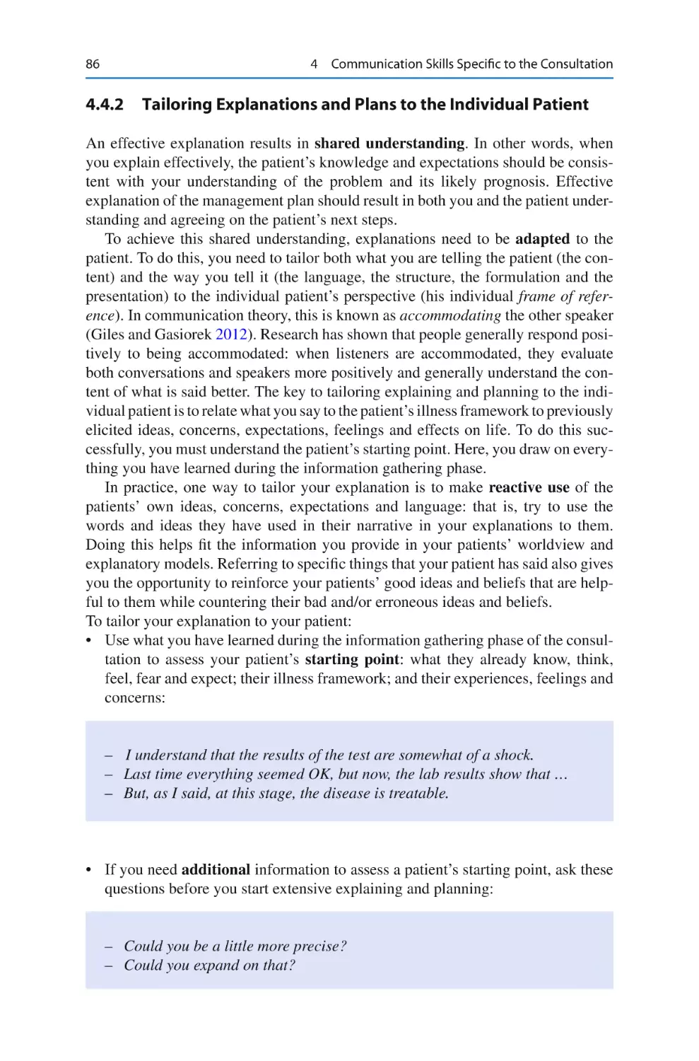 4.4.2	 Tailoring Explanations and Plans to the Individual Patient